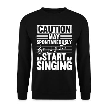 Caution May Spontaneously Start Singing - Music Lo - Unisex Pullover - Schwarz - Vorne - Alina (178cm) & Michal (187cm)