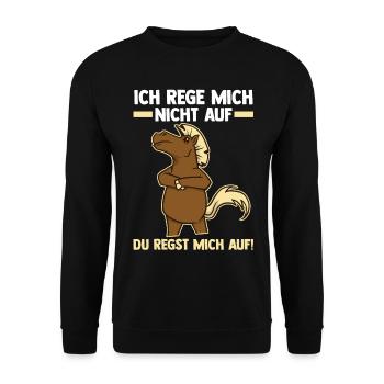 Ich Rege Mich Nicht Auf Du Regst Mich Auf Pferd - Unisex Pullover - Schwarz - Vorne - Alina (178cm) & Michal (187cm)