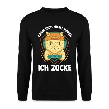 Can't hear you I'm gambling gaming cat - Unisex Sweatshirt - black - Front - Alina (178cm) & Michal (187cm)