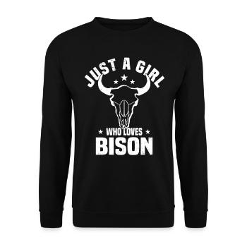 Büffel Bison Ochse Indianer Amerikanisch - Unisex Pullover - Schwarz - Vorne - Alina (178cm) & Michal (187cm)