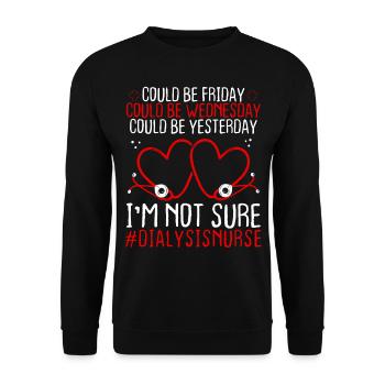 Dialysis Nurse Night Shift Worker Stethoscope - Unisex Sweatshirt - black - Front - Alina (178cm) & Michal (187cm)