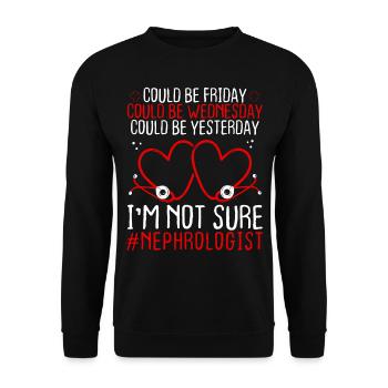 Nephrologist Night Shift Worker Stethoscope - Unisex Sweatshirt - black - Front - Alina (178cm) & Michal (187cm)