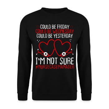 Nurse Case Manager Night Shift Worker Stethoscope - Unisex Sweatshirt - black - Front - Alina (178cm) & Michal (187cm)