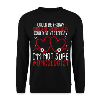 Oncologist Night Shift Worker Stethoscope - Unisex Sweatshirt - black - Front - Alina (178cm) & Michal (187cm)
