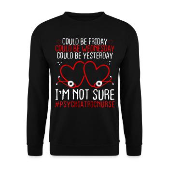 Infirmière psychiatrique Travailleur de nuit Stéthoscope - Sweat-shirt Unisexe - noir - Devant - Alina (178cm) & Michal (187cm)