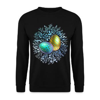 Happy Easter, Easter Eggs, 3D Design Egg - Unisex Sweatshirt - black - Front - Alina (178cm) & Michal (187cm)