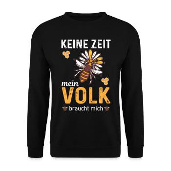 keine Zeit mein Volk braucht mich - Unisex Pullover - Schwarz - Vorne - Alina (178cm) & Michal (187cm)
