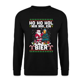 Ho Ho Hol Mir Mal Ein Bier - Unisex Pullover - Schwarz - Vorne - Alina (178cm) & Michal (187cm)