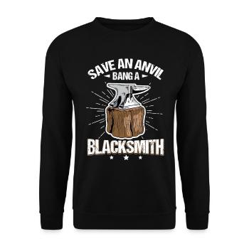 Sauver une enclume - Bang A Blacksmith Funny Blacksmith - Sweat-shirt Unisexe - noir - Devant - Alina (178cm) & Michal (187cm)