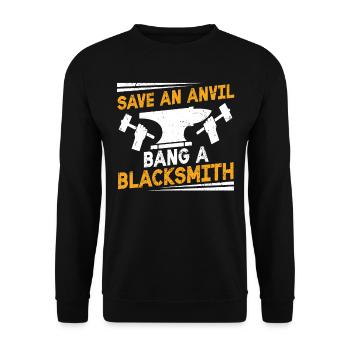 Save An Anvil - Bang A Blacksmith funny blacksmith - Unisex Sweatshirt - black - Front - Alina (178cm) & Michal (187cm)