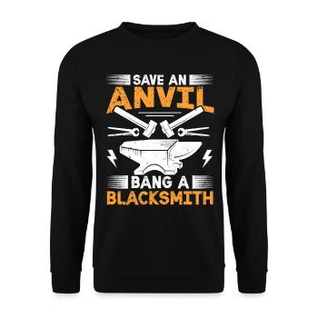 Save An Anvil - Bang A Blacksmith drôle de forgeron - Sweat-shirt Unisexe - noir - Devant - Alina (178cm) & Michal (187cm)