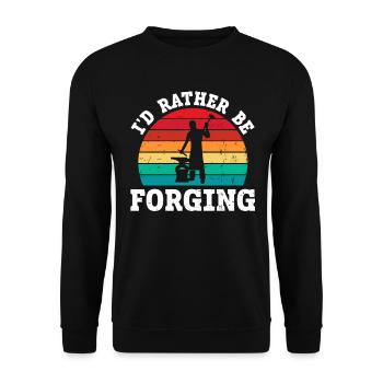 I'd Rather Be Forging Anvil Blacksmith - Unisex Sweatshirt - black - Front - Alina (178cm) & Michal (187cm)