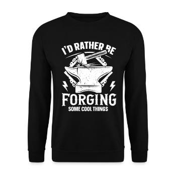 I'd Rather Be Forging Anvil Blacksmith - Unisex Sweatshirt - black - Front - Alina (178cm) & Michal (187cm)