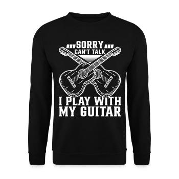 Guitariste guitare - Désolé je ne peux pas parler Je joue avec mon - Sweat-shirt Unisexe - noir - Devant - Alina (178cm) & Michal (187cm)