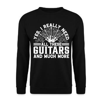I Really Need All These Guitars And Much More - Gu - Unisex Pullover - Schwarz - Vorne - Alina (178cm) & Michal (187cm)