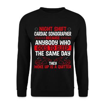 Night Shift Cardiac Sonographer Nursing - Unisex Pullover - Schwarz - Vorne - Alina (178cm) & Michal (187cm)