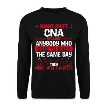 Infirmière auxiliaire de nuit - Sweat-shirt Unisexe - noir - Devant - Alina (178cm) & Michal (187cm)