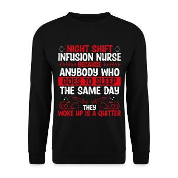 Night Shift Infsuion Nurse Nursing - Unisex Pullover - Schwarz - Vorne - Alina (178cm) & Michal (187cm)