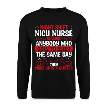 Night Shift Nicu Infirmière Infirmière - Sweat-shirt Unisexe - noir - Devant - Alina (178cm) & Michal (187cm)