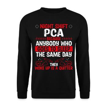 Night Shift Patient Care Assistant - Unisex Sweatshirt - black - Front - Alina (178cm) & Michal (187cm)
