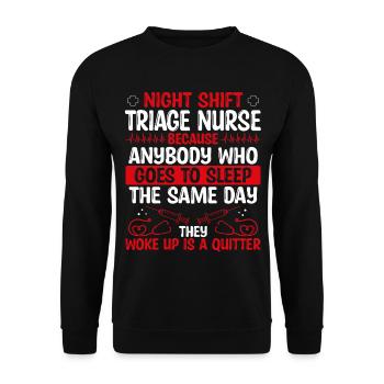Infirmière de triage de nuit - Sweat-shirt Unisexe - noir - Devant - Alina (178cm) & Michal (187cm)