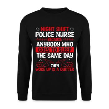 Infirmière de police de nuit - Sweat-shirt Unisexe - noir - Devant - Alina (178cm) & Michal (187cm)