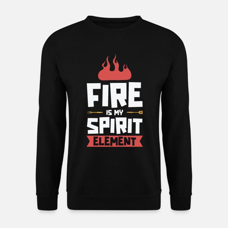 Kochen Grillen Feuergeist Element Koch und Griller - Unisex Pullover - Schwarz