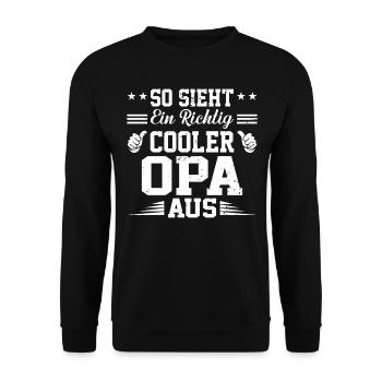SO SIEHT EIN RICHTIG COOLER OPA AUS - Unisex Pullover - Schwarz - Vorne - Alina (178cm) & Michal (187cm)