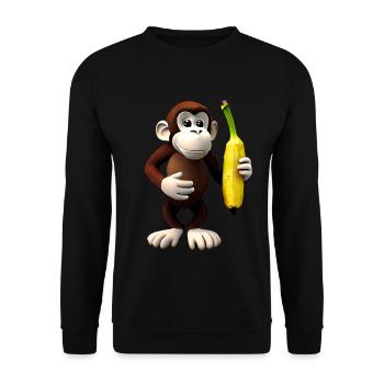 Bananen Affe - Unisex Pullover - Schwarz - Vorne - Alina (178cm) & Michal (187cm)