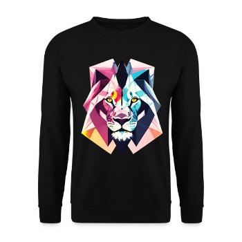 Lion polygonal - Sweat-shirt Unisexe - noir - Devant - Alina (178cm) & Michal (187cm)