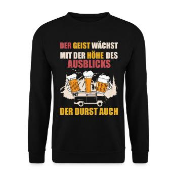 Der Geist wächst mit der Höhe, der Durst auch - Unisex Pullover - Schwarz - Vorne - Alina (178cm) & Michal (187cm)