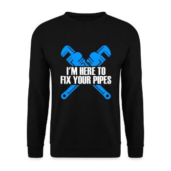 A Pipefitter Pipefitter Pipefitting - Unisex Sweatshirt - black - Front - Alina (178cm) & Michal (187cm)