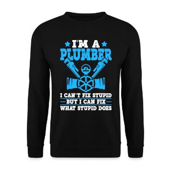 Funny Plumber Pipefitter Pipefitting - Unisex Sweatshirt - black - Front - Alina (178cm) & Michal (187cm)