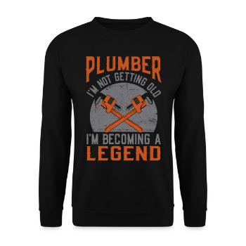 Plombier plombier retraité vintage - Sweat-shirt Unisexe - noir - Devant - Alina (178cm) & Michal (187cm)