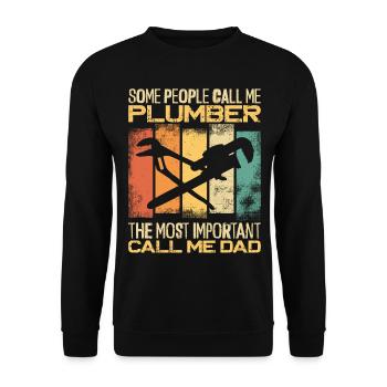 Plumbing Plumber Dad Vintage Retro - Unisex Sweatshirt - black - Front - Alina (178cm) & Michal (187cm)