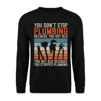 Plumbing Plumber Retired Vintage - Unisex Sweatshirt - black - Front - Alina (178cm) & Michal (187cm)