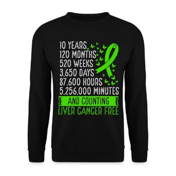 10 Years Liver Cancer Free Ribbon Movement - Unisex Pullover - Schwarz - Vorne - Alina (178cm) & Michal (187cm)