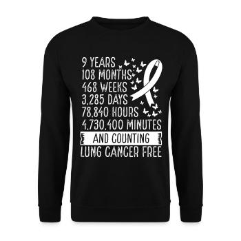 9 Years Lung Cancer Free Ribbon Movement - Unisex Pullover - Schwarz - Vorne - Alina (178cm) & Michal (187cm)