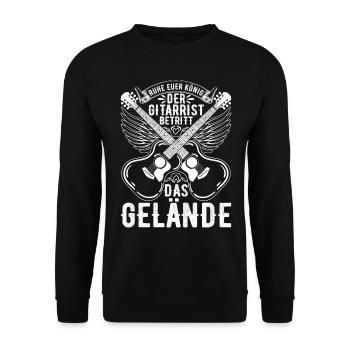 Ruhe Euer König Der Gitarrist Betritt Das Geländ - Unisex Pullover - Schwarz - Vorne - Alina (178cm) & Michal (187cm)