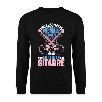 Gitarrist Großvater Gitarre Spieler Opa Gitarrensp - Unisex Pullover - Schwarz - Vorne - Alina (178cm) & Michal (187cm)