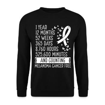 1 Year Melanoma Cancer Free Ribbon Movement - Unisex Sweatshirt - black - Front - Alina (178cm) & Michal (187cm)