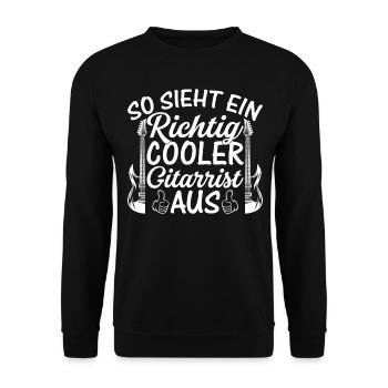 So Sieht Ein Richtig Cooler Gitarrist Aus - Bass G - Unisex Pullover - Schwarz - Vorne - Alina (178cm) & Michal (187cm)