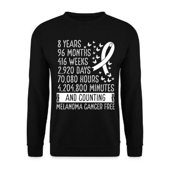 8 Years Melanoma Cancer Free Ribbon Movement - Unisex Sweatshirt - black - Front - Alina (178cm) & Michal (187cm)