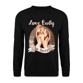 Baby Spruch, neu geboren, Mama-Baby Illustration - Unisex Pullover - Schwarz - Vorne - Alina (178cm) & Michal (187cm)