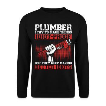 Plumbing Plumber Vintage Plumber I - Unisex Pullover - Schwarz - Vorne - Alina (178cm) & Michal (187cm)