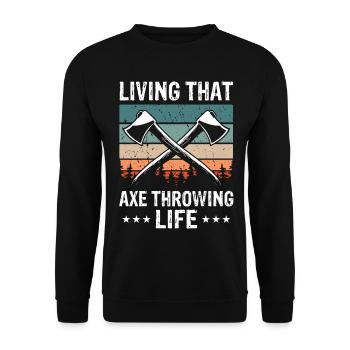 Hatchet Tosser that Ax Throwing life Tossing - Unisex Sweatshirt - black - Front - Alina (178cm) & Michal (187cm)