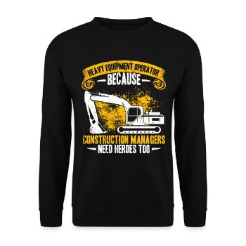 Excavator Operator Manager Worker Backhoe - Unisex Pullover - Schwarz - Vorne - Alina (178cm) & Michal (187cm)