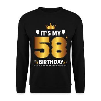 58. Geburtstag 58 Jahre Happy Birthday - Unisex Pullover - Schwarz - Vorne - Alina (178cm) & Michal (187cm)