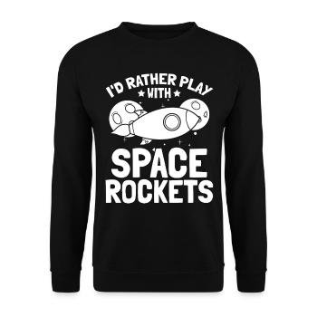 Voyages spatiaux aérospatiaux - Je préfère jouer avec Spac - Sweat-shirt Unisexe - noir - Devant - Alina (178cm) & Michal (187cm)