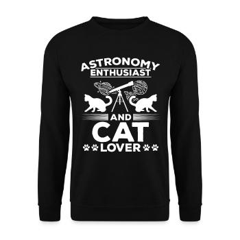 Astronomy Enthusiast And Cat Lover I Solar System - Unisex Pullover - Schwarz - Vorne - Alina (178cm) & Michal (187cm)